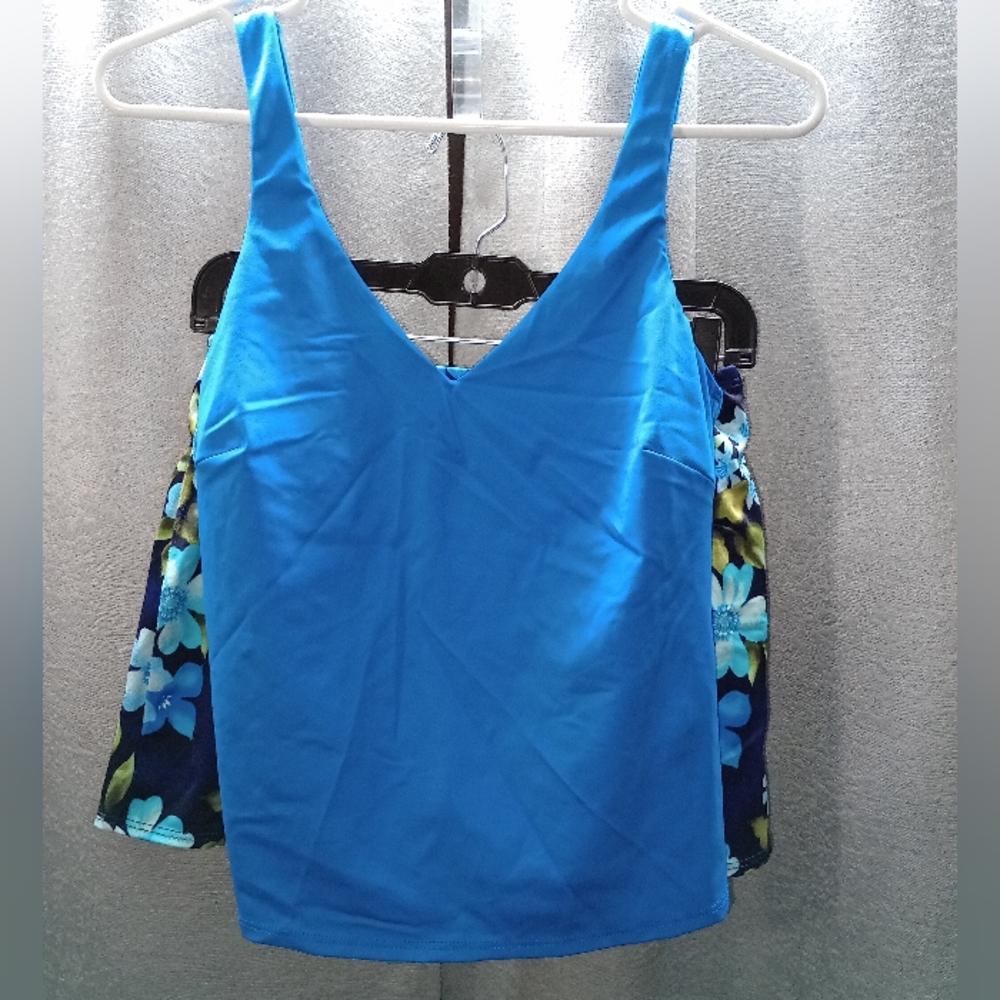 Blue Floral Tankini & Skirt